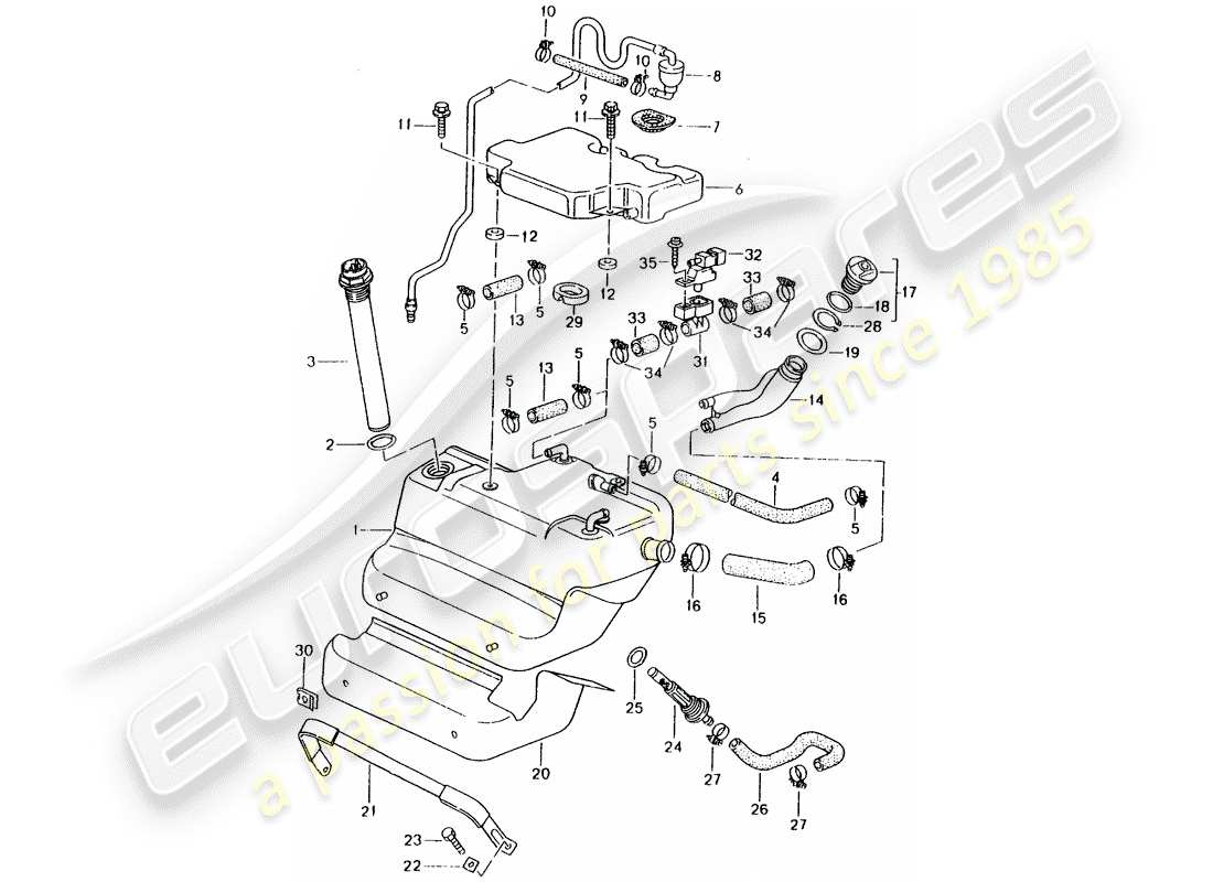 porsche 993 (1995) fuel tank part diagram