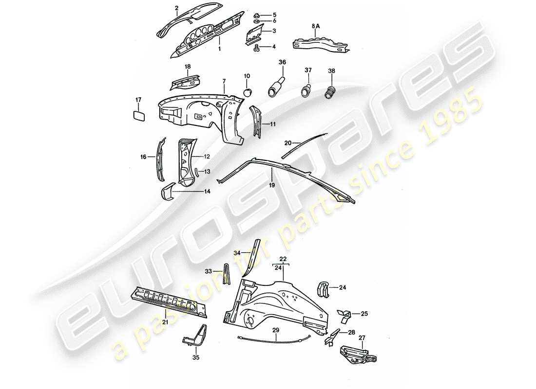 porsche 911 (1989) inner panel part diagram