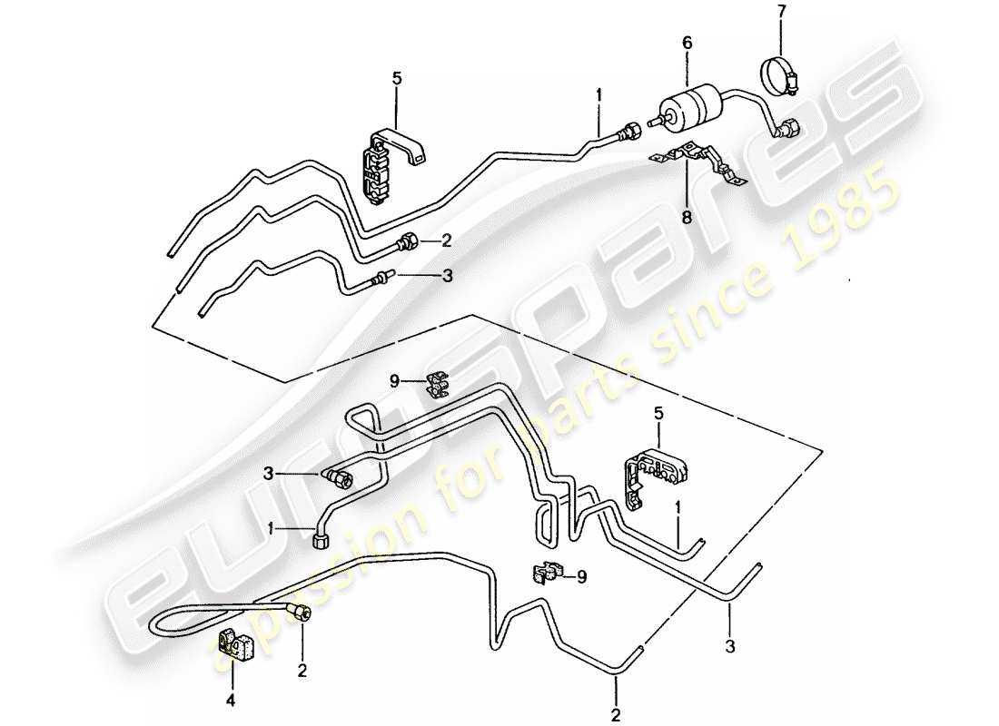 porsche 996 (2003) fuel line - fuel supply system parts diagram