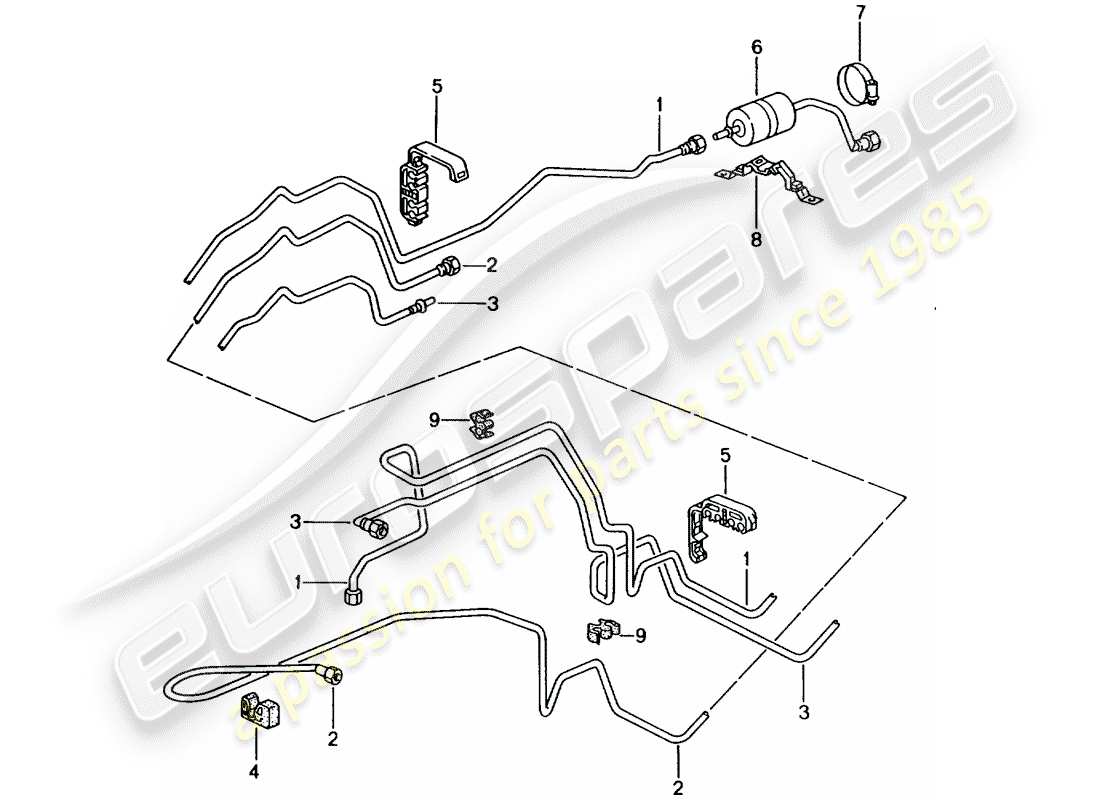 porsche 996 (2004) fuel line - fuel supply system parts diagram