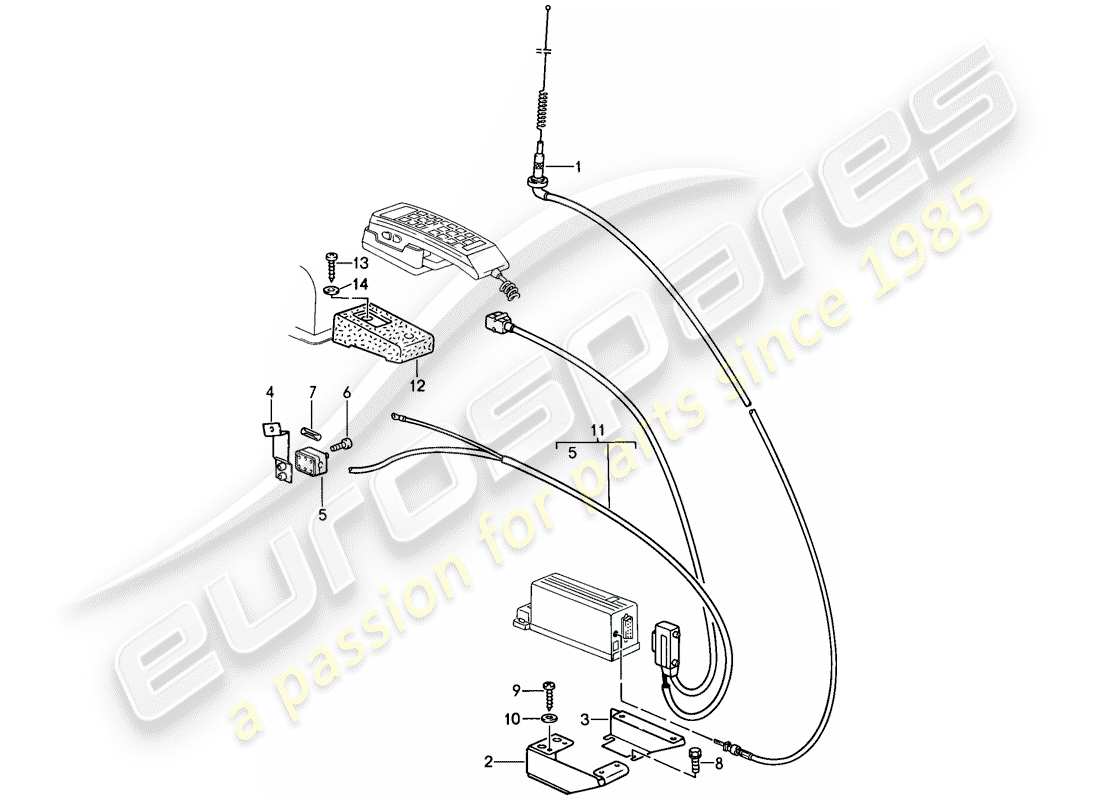 porsche 911 (1988) phone preparation part diagram