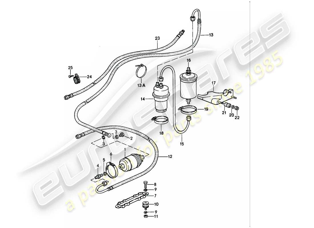 porsche 911 (1987) fuel system part diagram