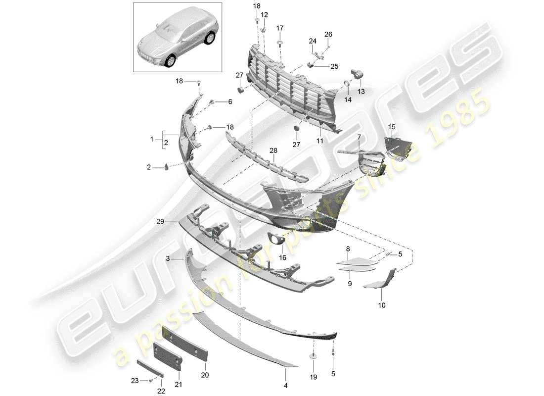 porsche macan (2018) bumper part diagram