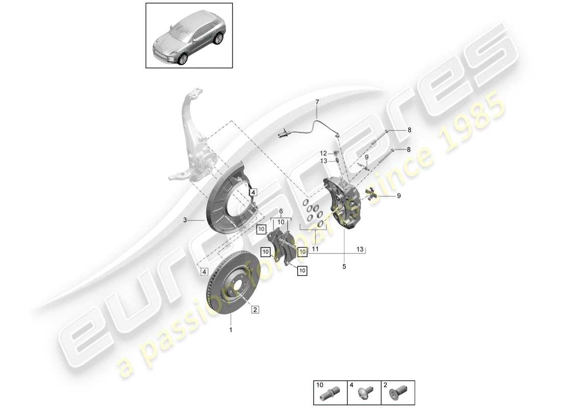 porsche macan (2020) disc brakes part diagram