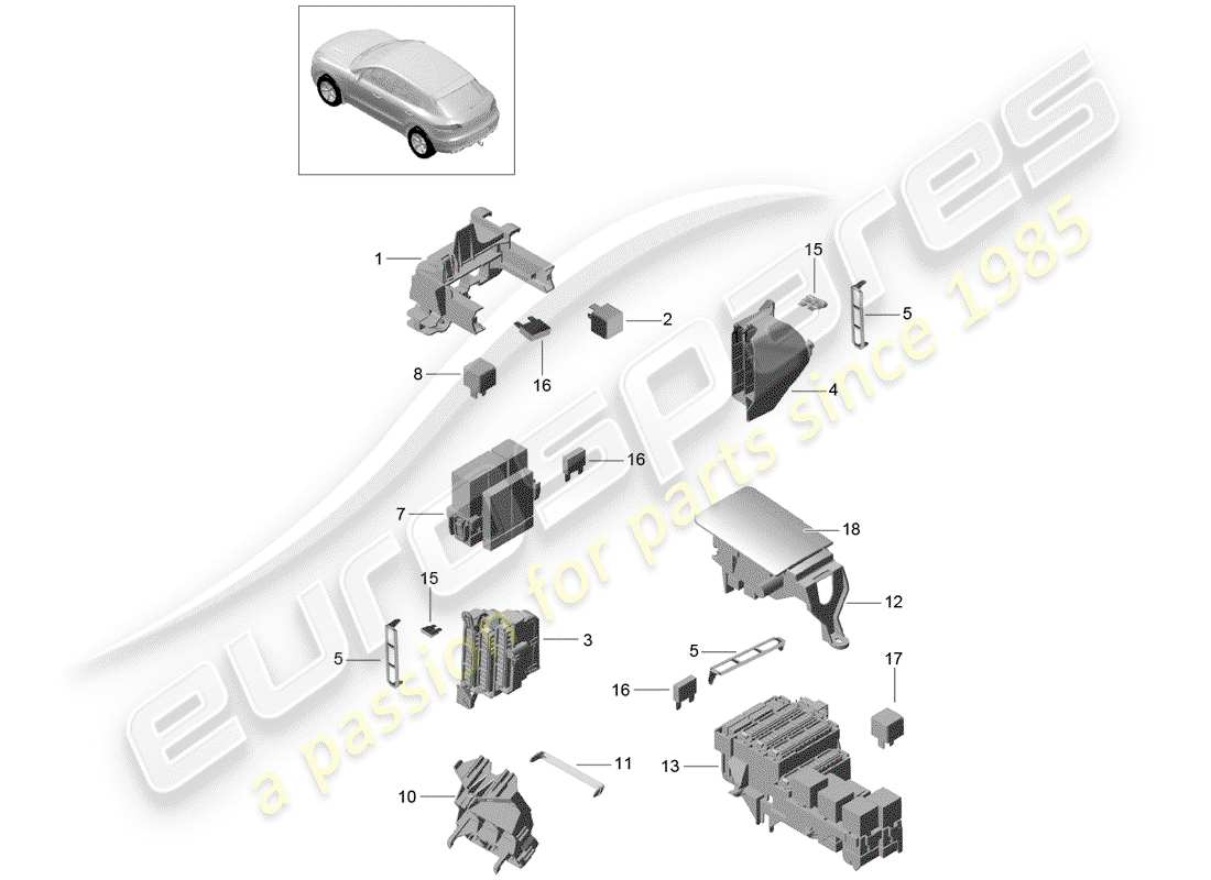 porsche macan (2018) fuse box part diagram