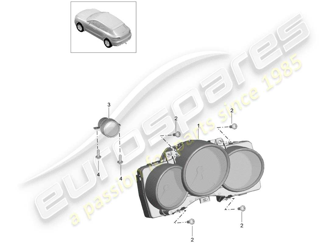 porsche macan (2018) instrument cluster part diagram