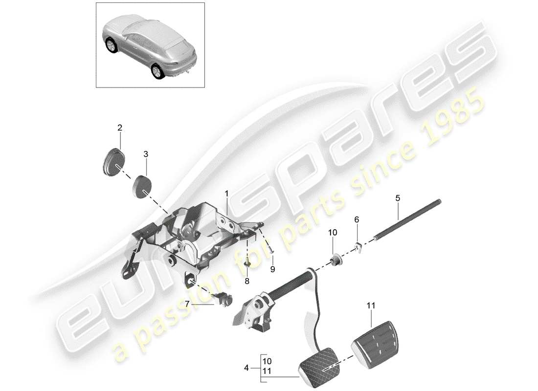 porsche macan (2018) brake operations part diagram