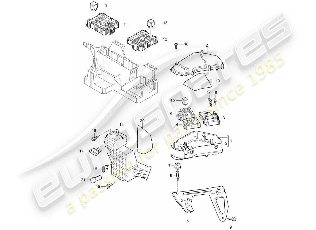 porsche cayenne (2008) fuse box/relay plate part diagram