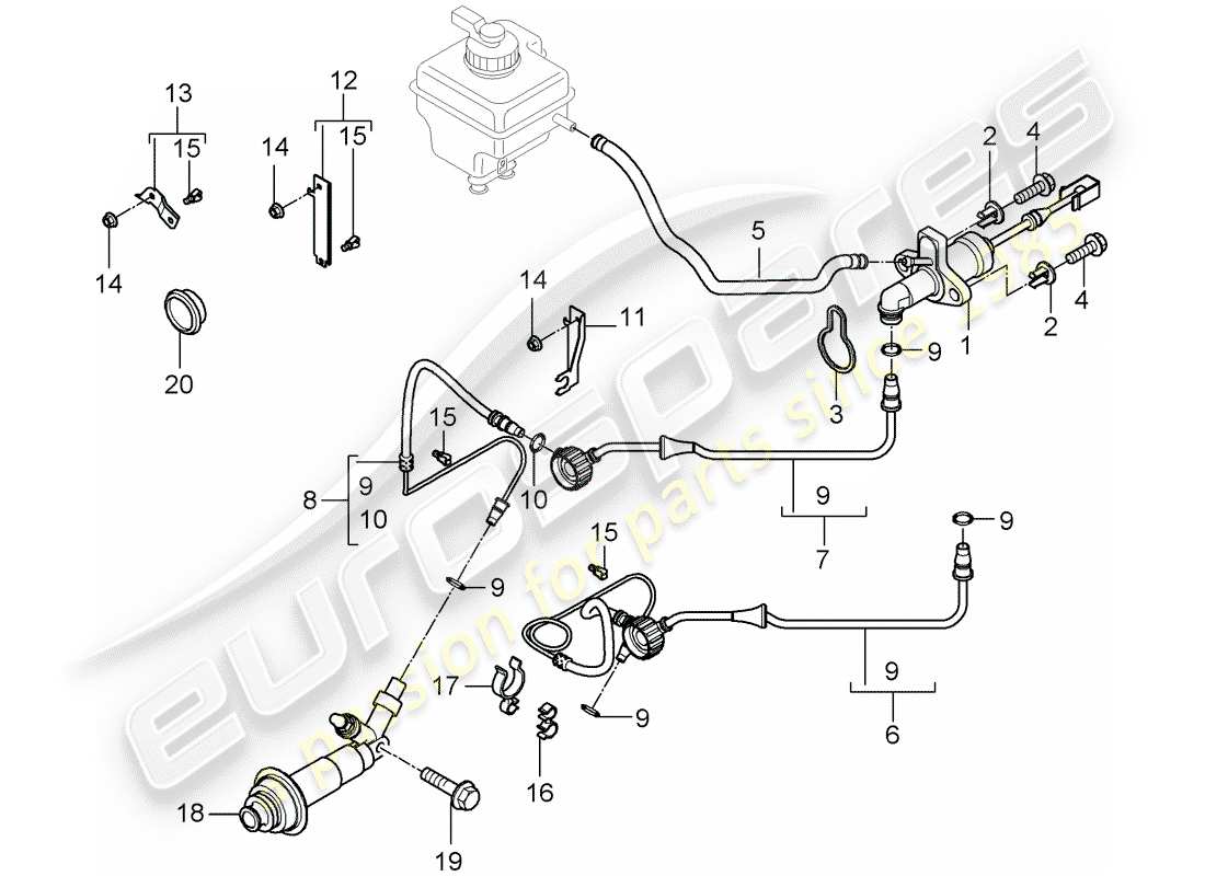 porsche cayenne (2007) hydraulic clutch parts diagram