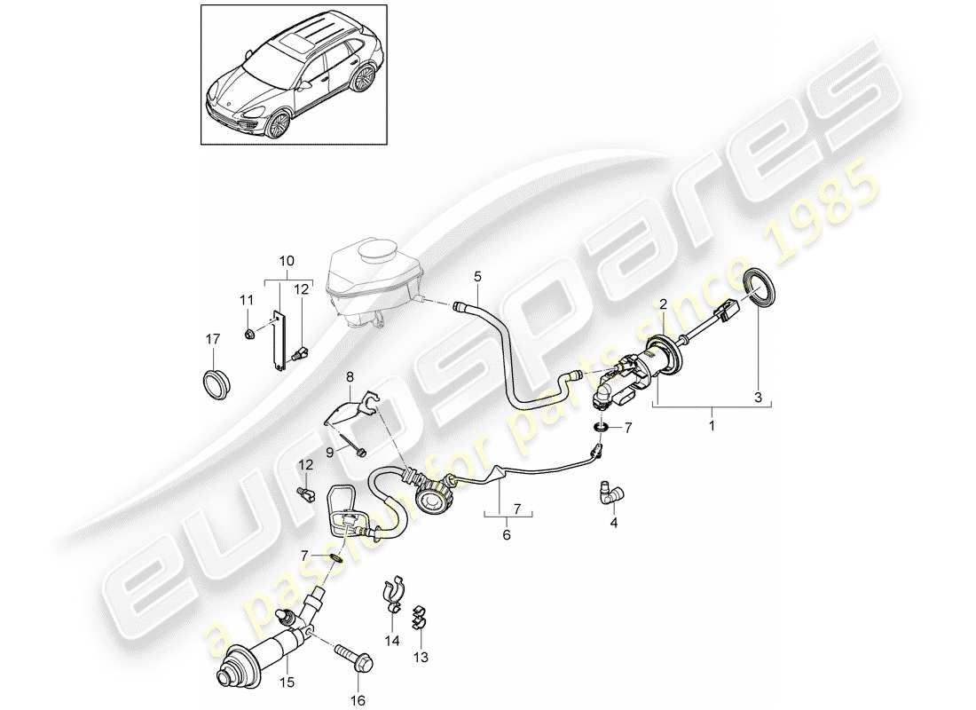 porsche cayenne e2 (2011) hydraulic clutch part diagram