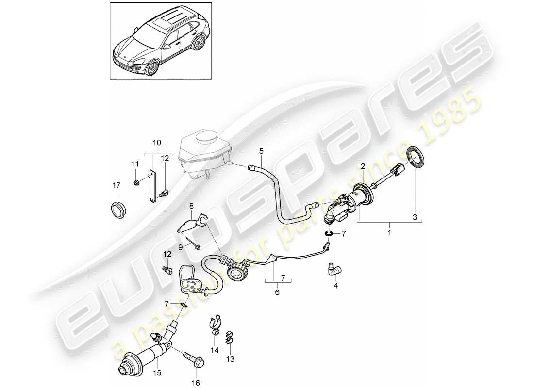 porsche cayenne e2 (2018) hydraulic clutch part diagram