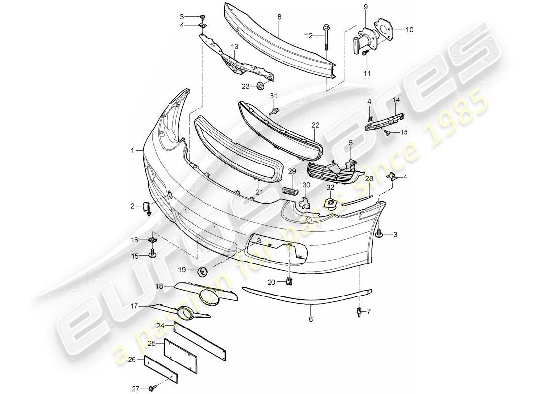 porsche cayman 987 (2008) bumper part diagram