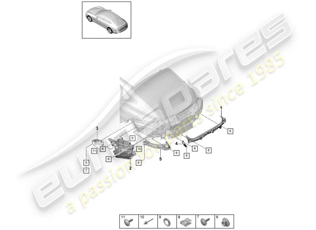 porsche panamera 971 (2017) fasteners part diagram