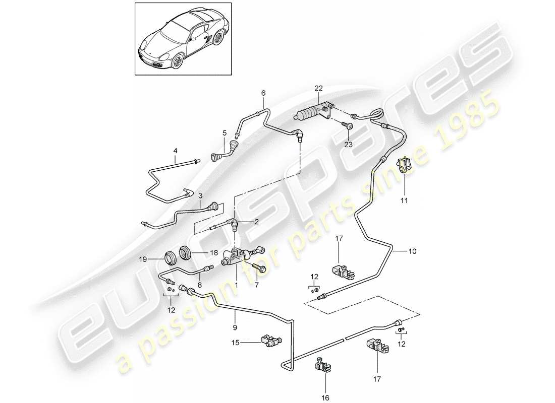 porsche cayman 987 (2010) hydraulic clutch parts diagram