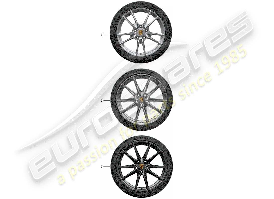 porsche tequipment 98x/99x (2012) 1 set aluminium rims with parts diagram