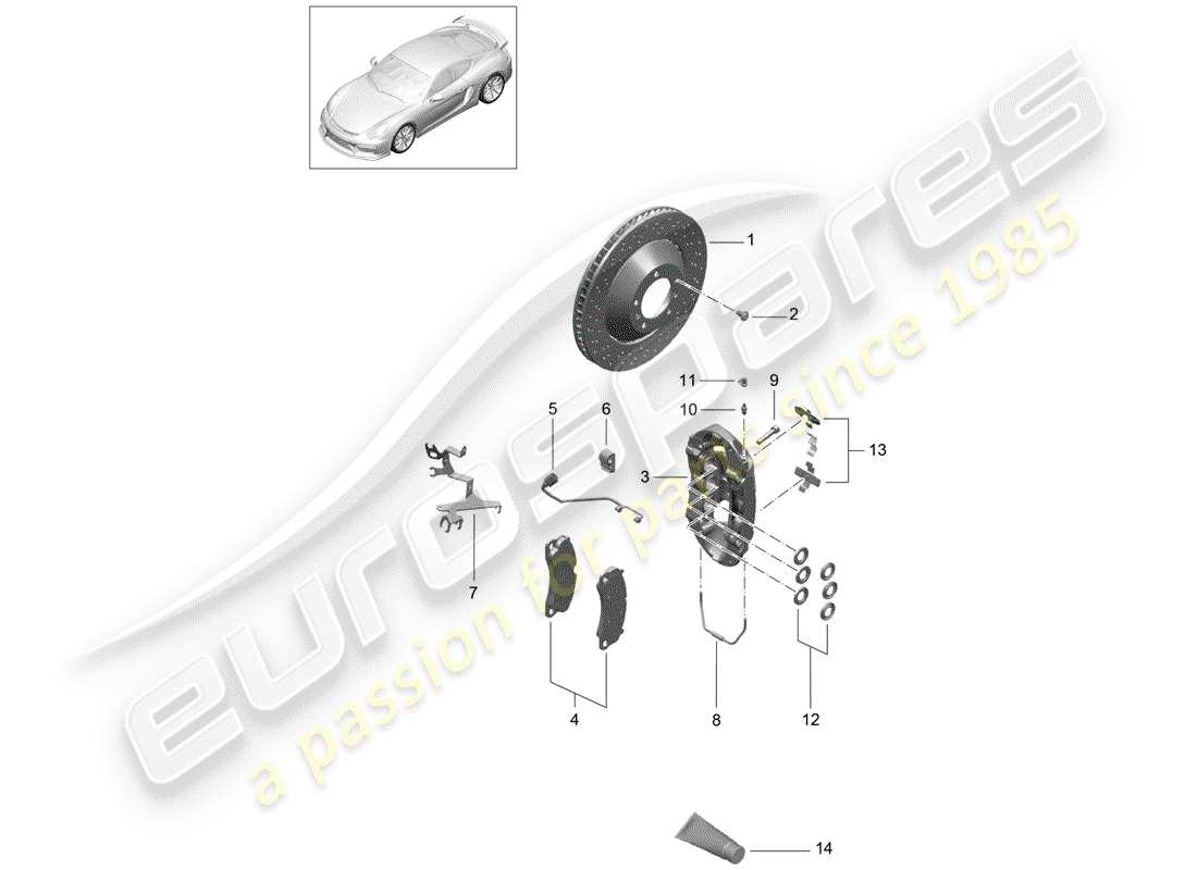 porsche 2016 disc brakes part diagram