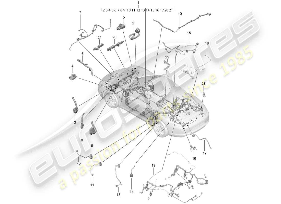 porsche 991 (2013) wiring harnesses parts diagram