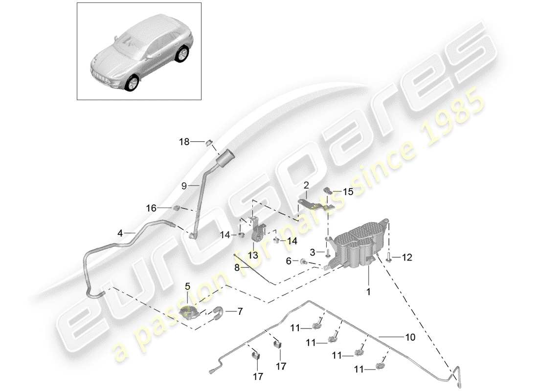 porsche macan (2018) evaporative emission canister part diagram