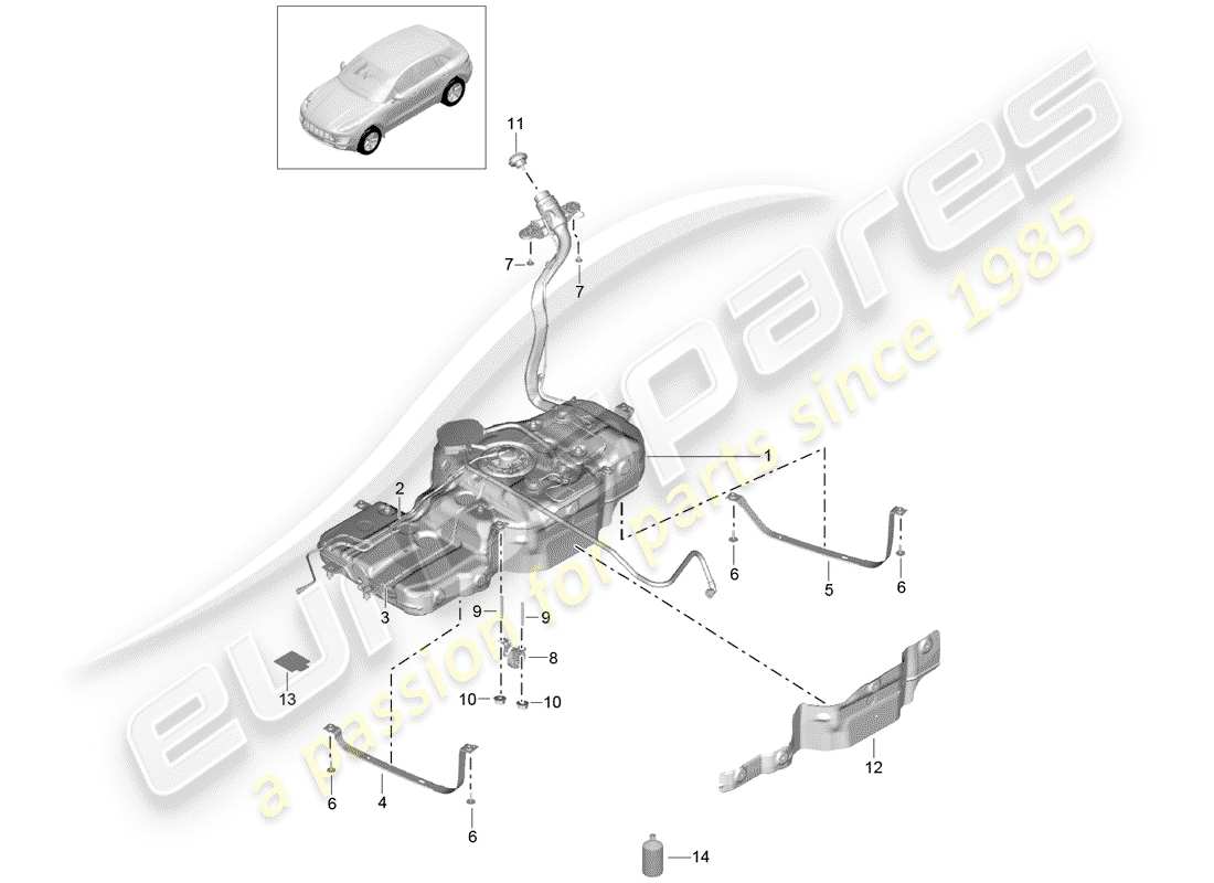 porsche macan (2018) fuel tank parts diagram