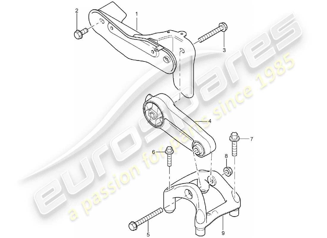 porsche cayenne (2003) engine lifting tackle part diagram