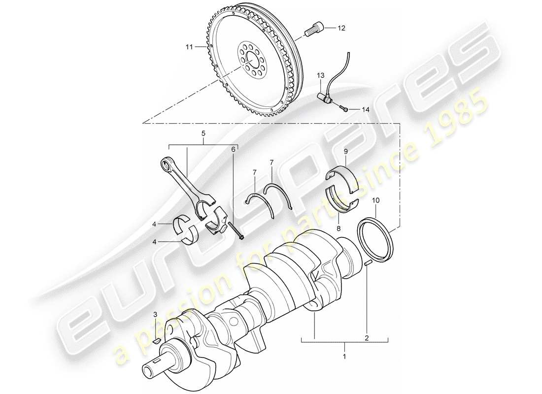 porsche cayenne (2010) crankshaft part diagram