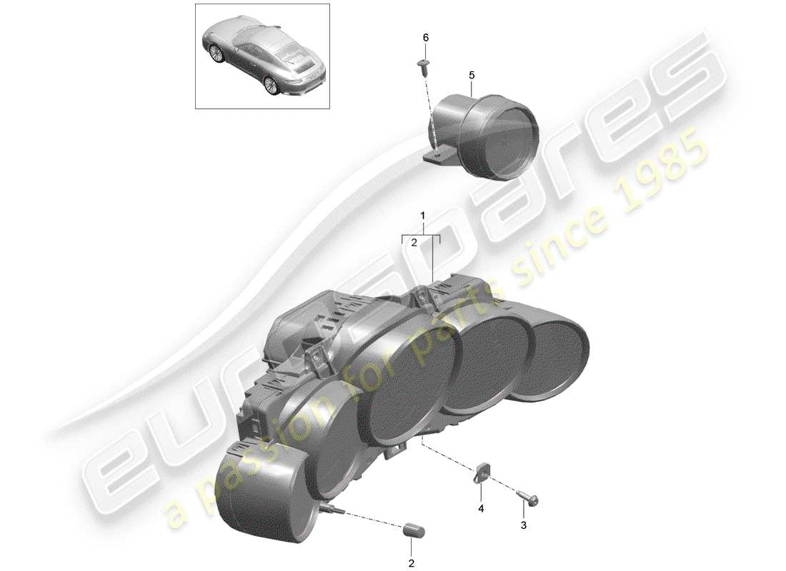 porsche 991 gen. 2 (2019) instrument cluster part diagram