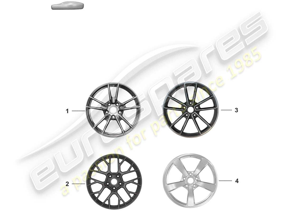 porsche 2019 alloy wheel part diagram