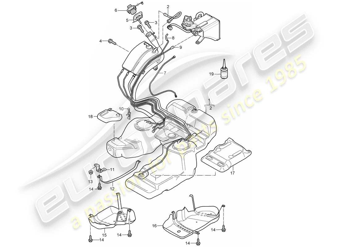 porsche cayenne (2009) fuel tank with part diagram