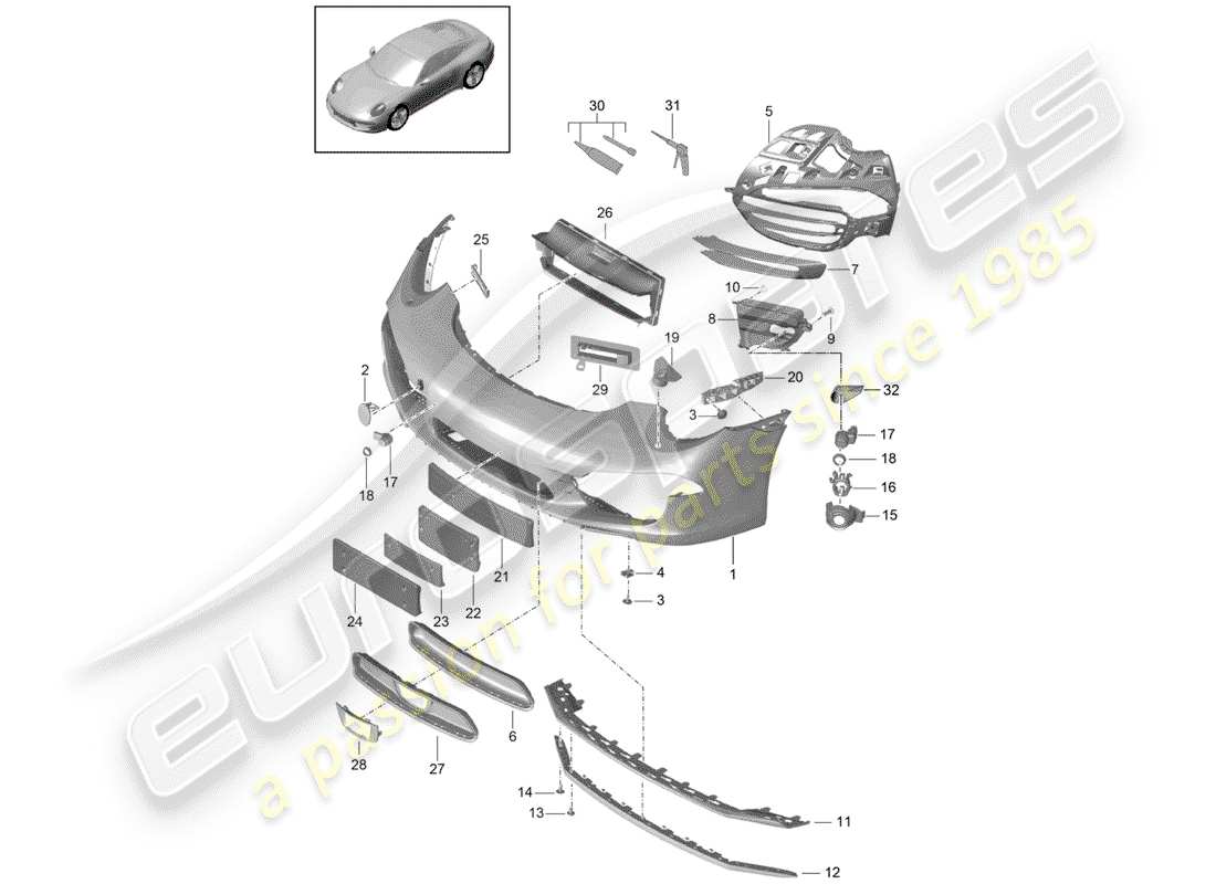 porsche 991 (2015) bumper part diagram