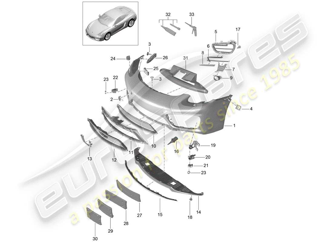 porsche cayman 981 (2014) bumper parts diagram