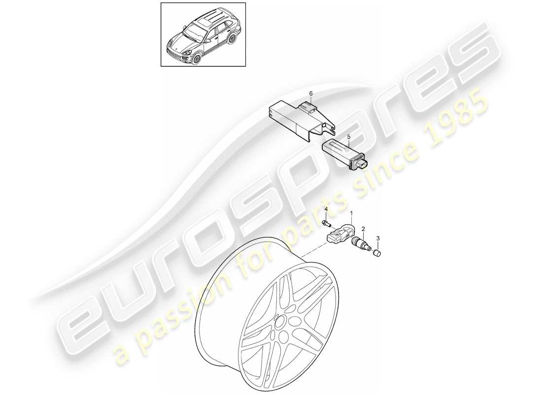 porsche cayenne e2 (2013) tire pressure control system part diagram