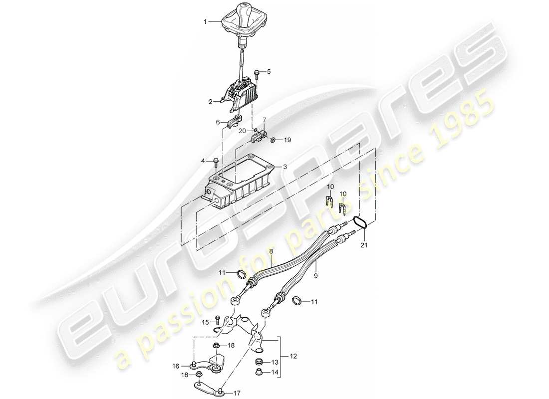 porsche cayenne (2003) shift mechanism part diagram