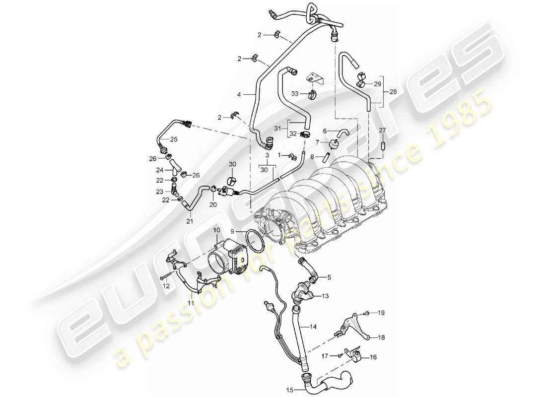 porsche cayenne (2003) throttle body part diagram