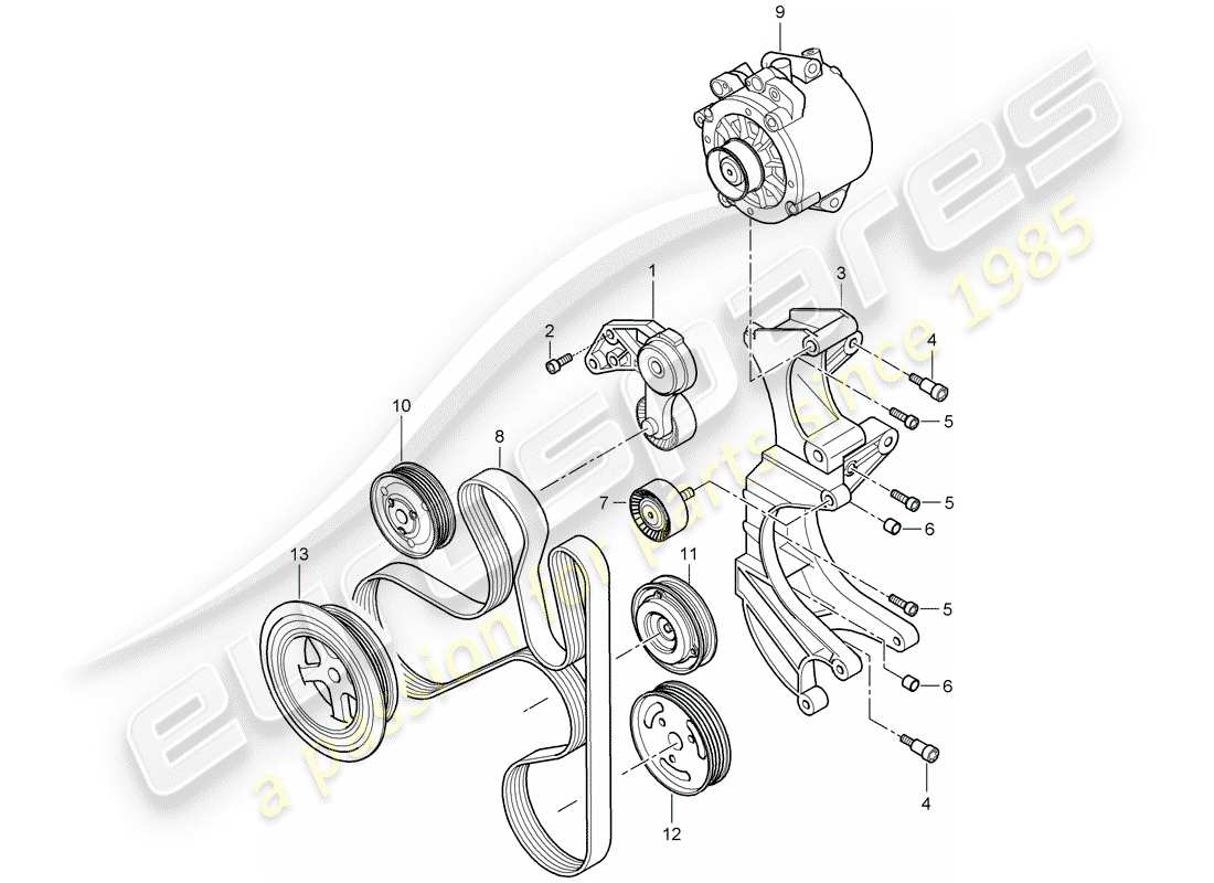 porsche cayenne (2007) belt tensioning damper parts diagram