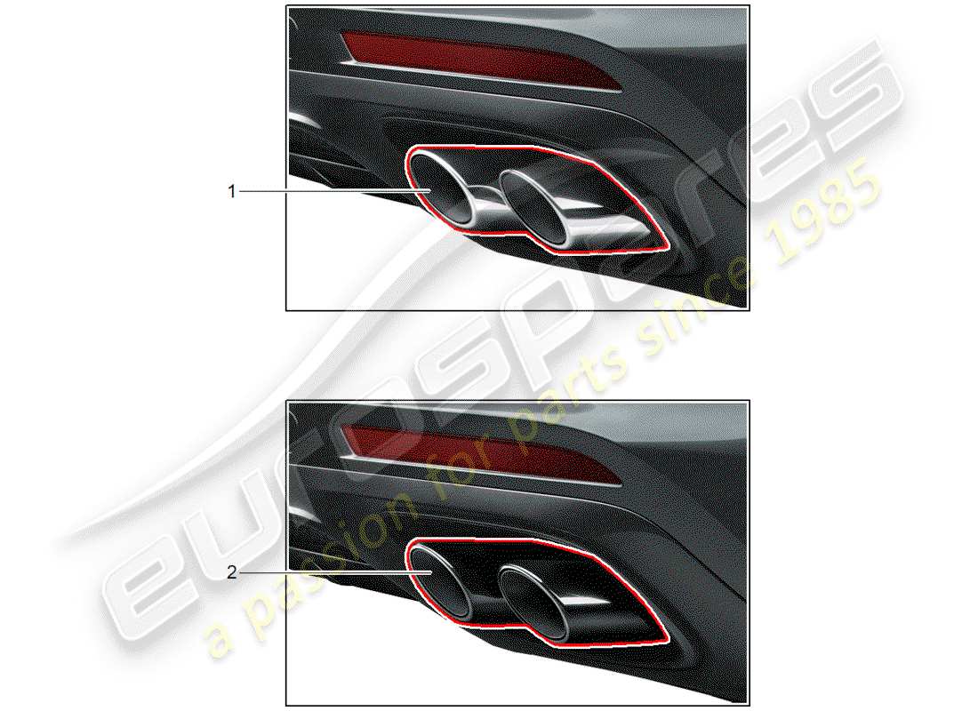 porsche tequipment panamera (2012) tailpipe part diagram