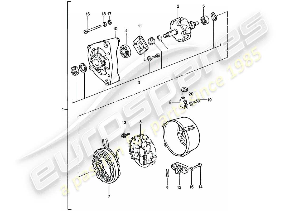 porsche 924 (1977) alternator parts diagram