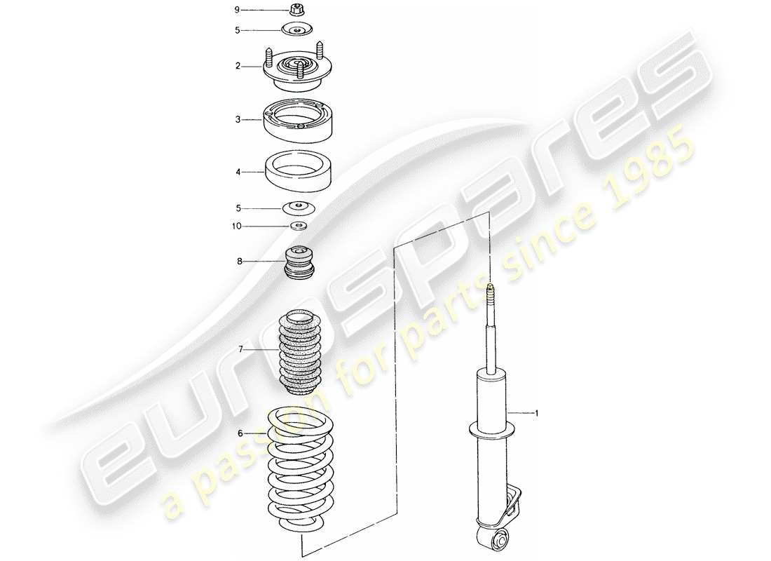 porsche 996 (2005) shock absorber - coil spring part diagram