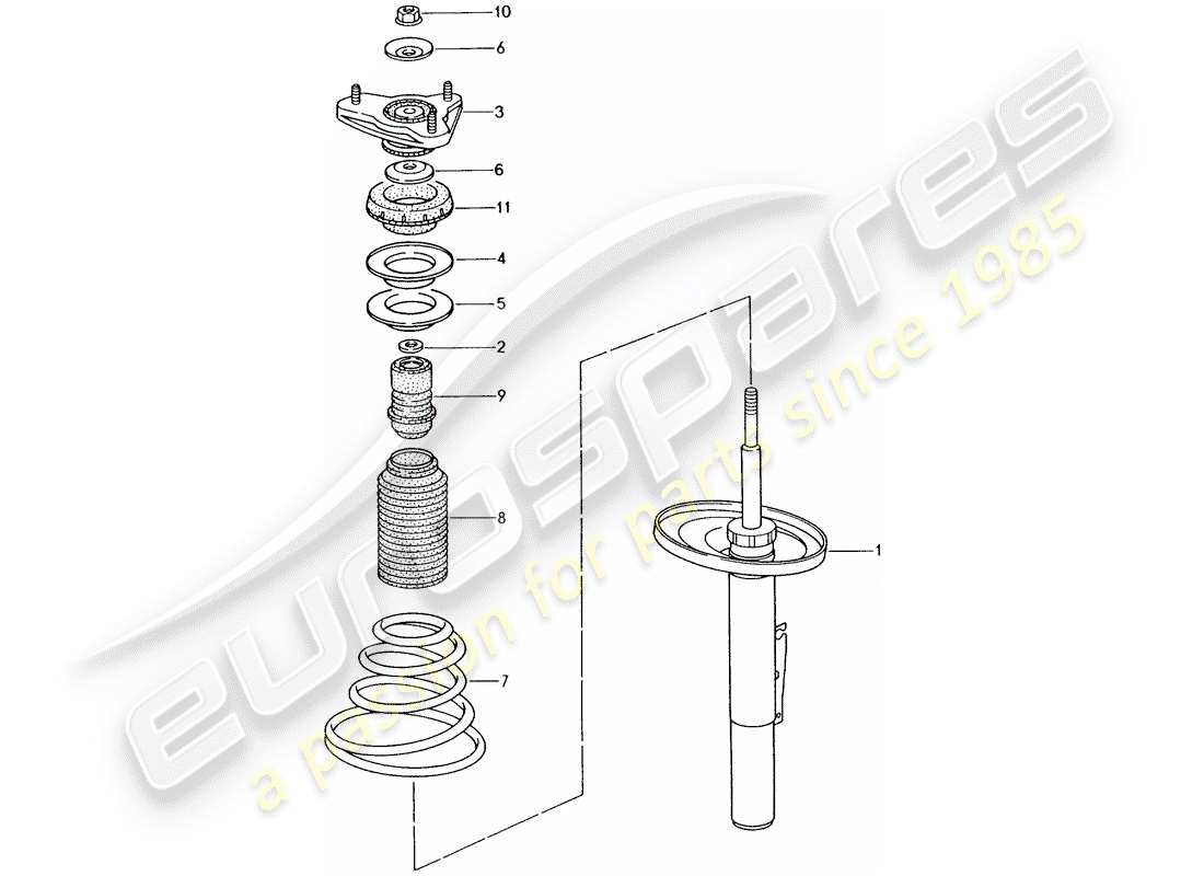porsche 996 (2005) suspension - shock absorber part diagram