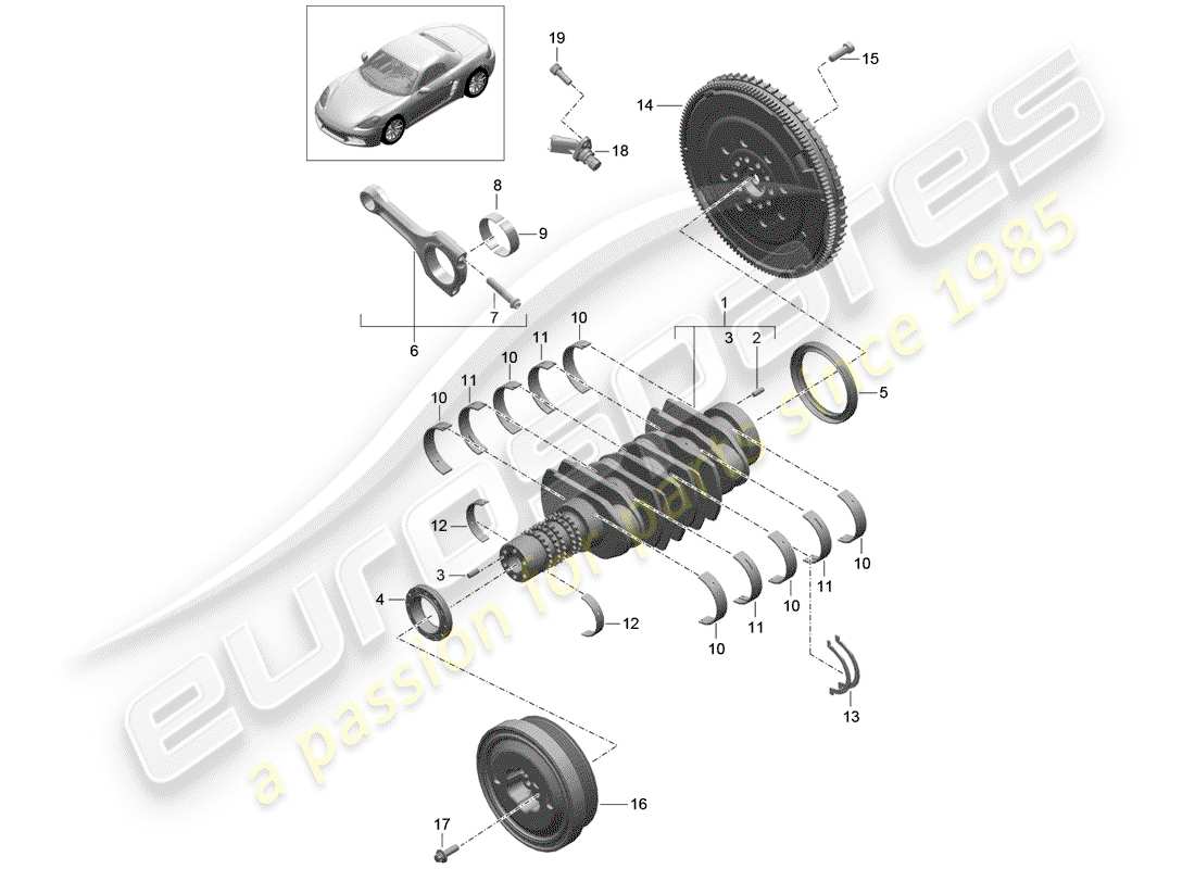 porsche 718 boxster (2017) crankshaft parts diagram