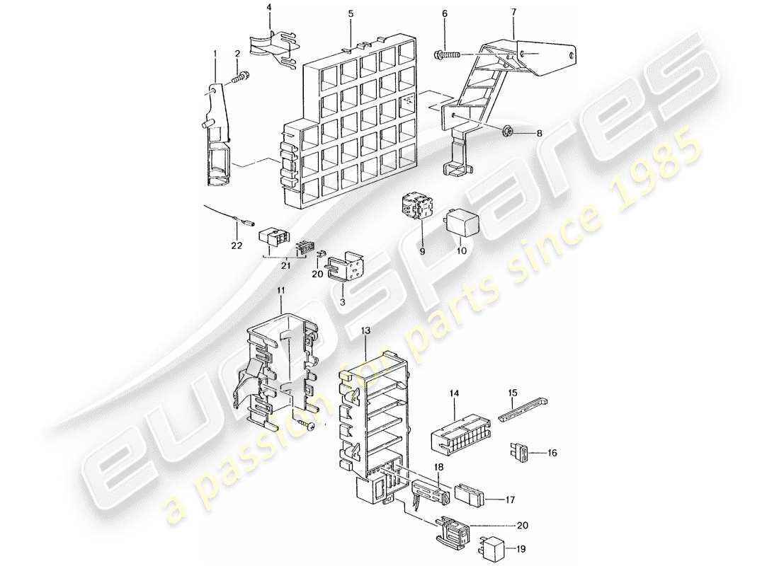 porsche boxster 986 (2004) fuse box/relay plate - dashboard parts diagram