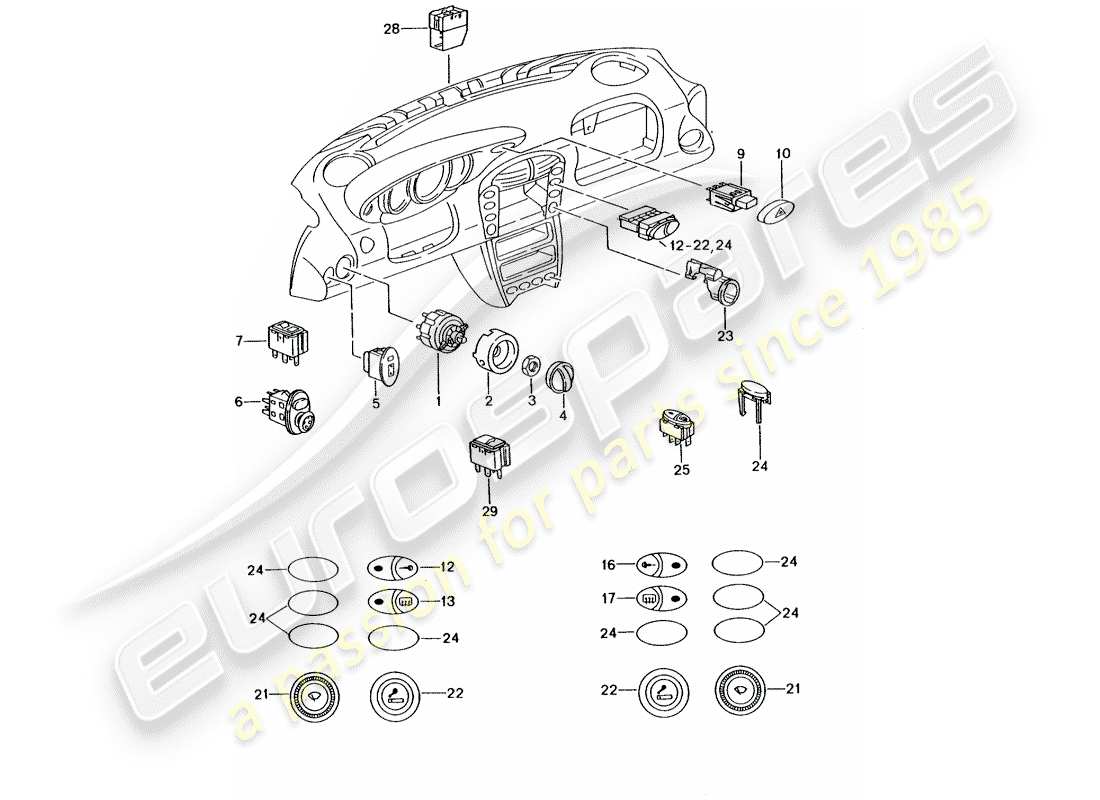 porsche 996 gt3 (2005) switch part diagram