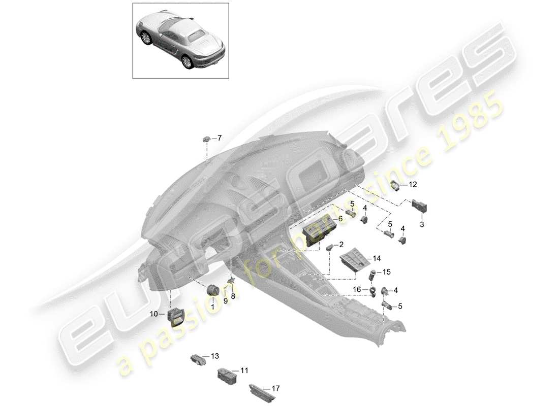 porsche 718 boxster (2020) switch part diagram