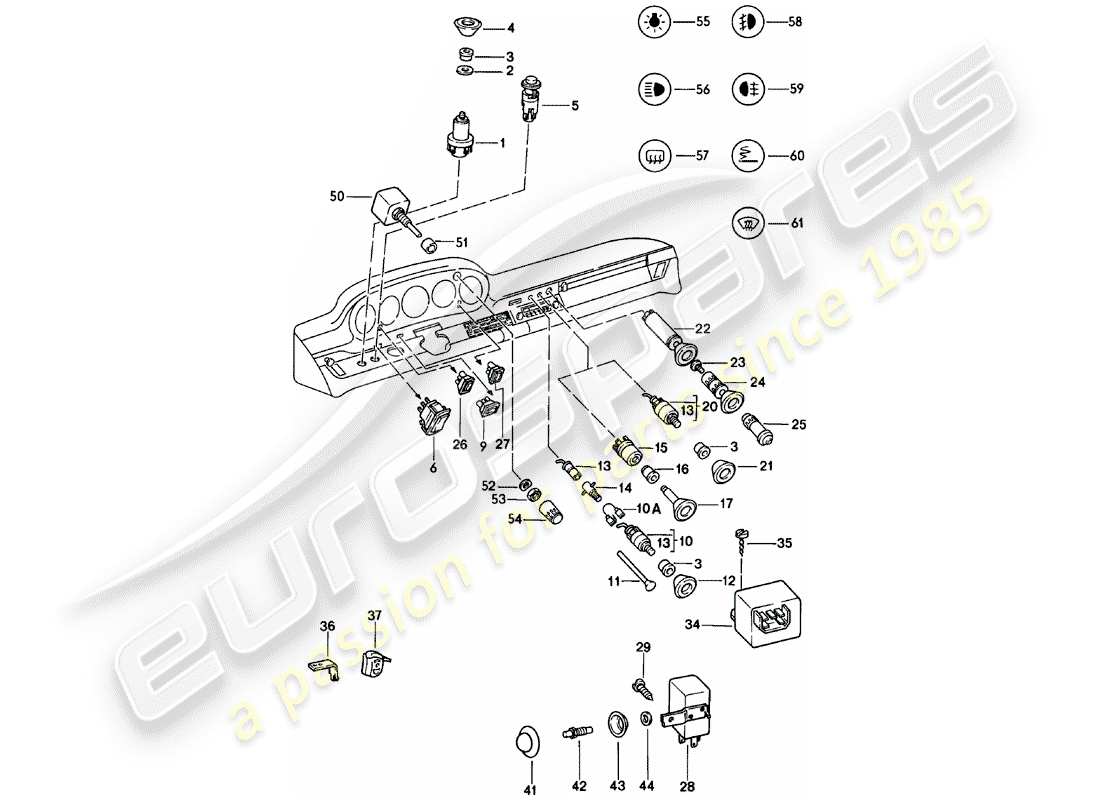 porsche 911 (1983) switch - relay part diagram