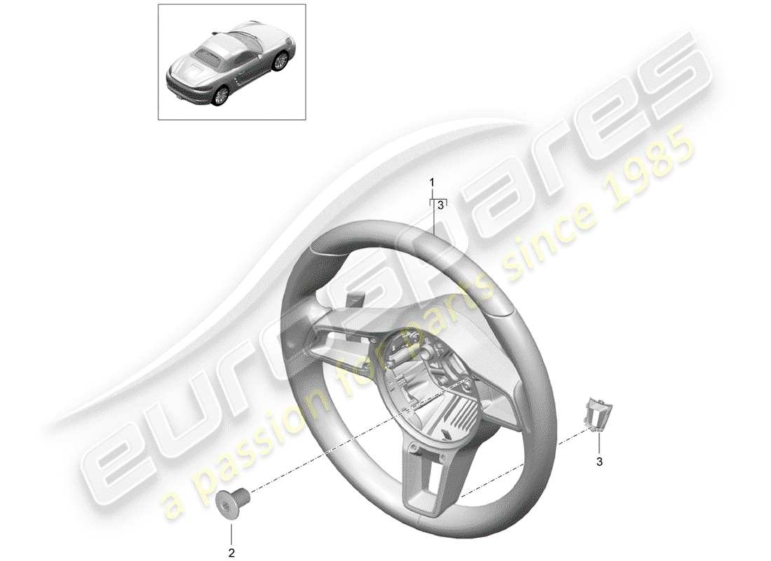 porsche 718 boxster (2020) steering wheel part diagram