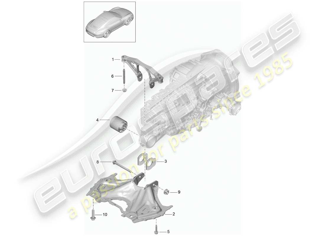 porsche 991 (2013) transmission suspension parts diagram