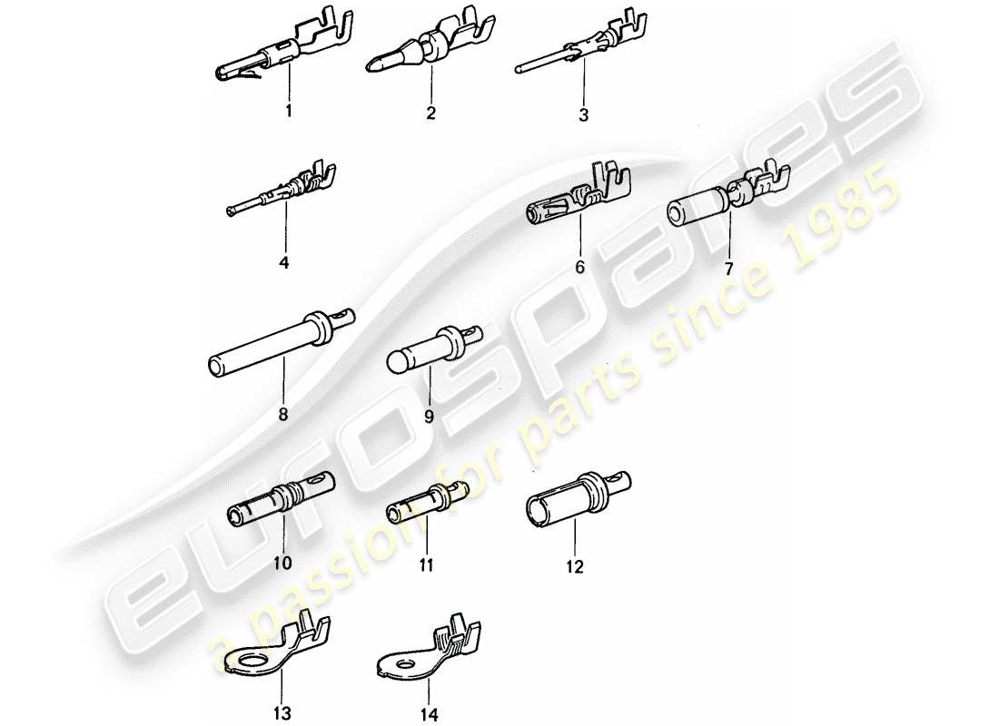 porsche 911 (1977) pin (male) terminal - contact pin - cable shoe part diagram