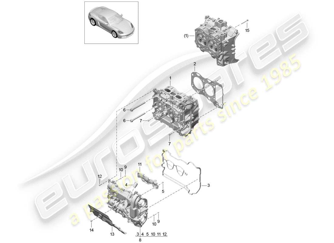 porsche 718 cayman (2020) cylinder head parts diagram