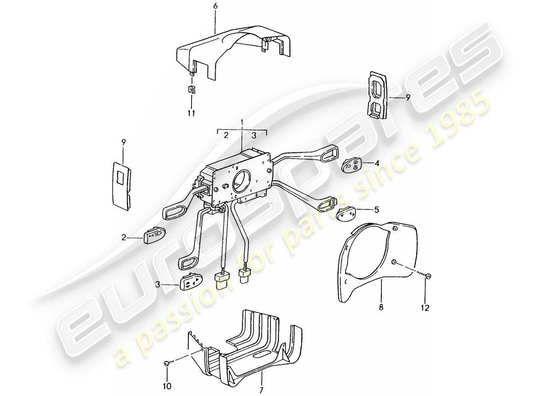 porsche boxster 986 (1997) steering column switch part diagram