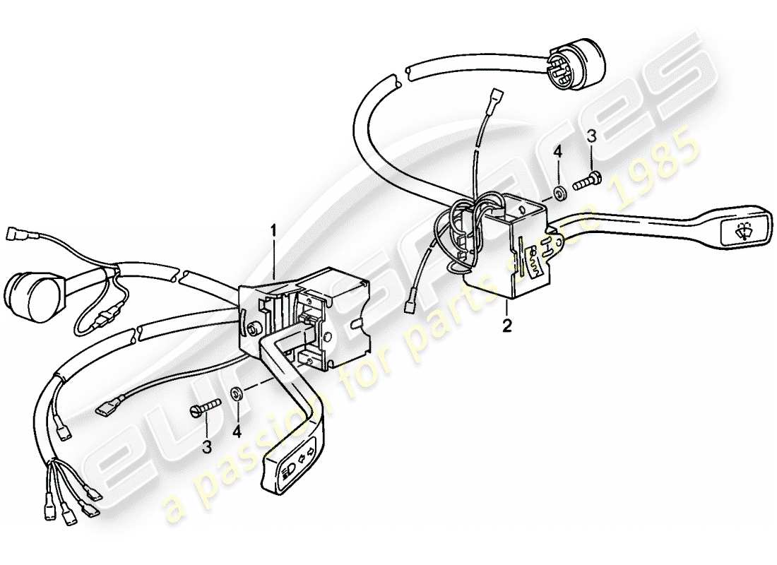 porsche 911 (1987) steering column switch part diagram