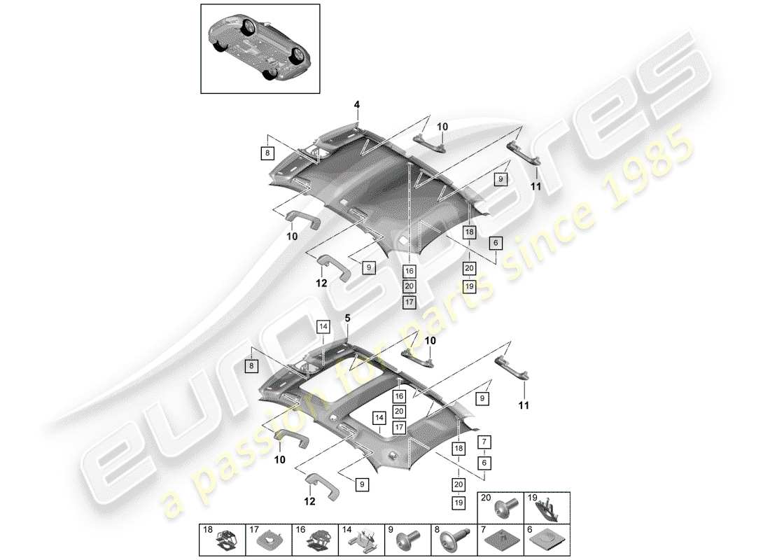 porsche panamera 971 (2019) accessories parts diagram